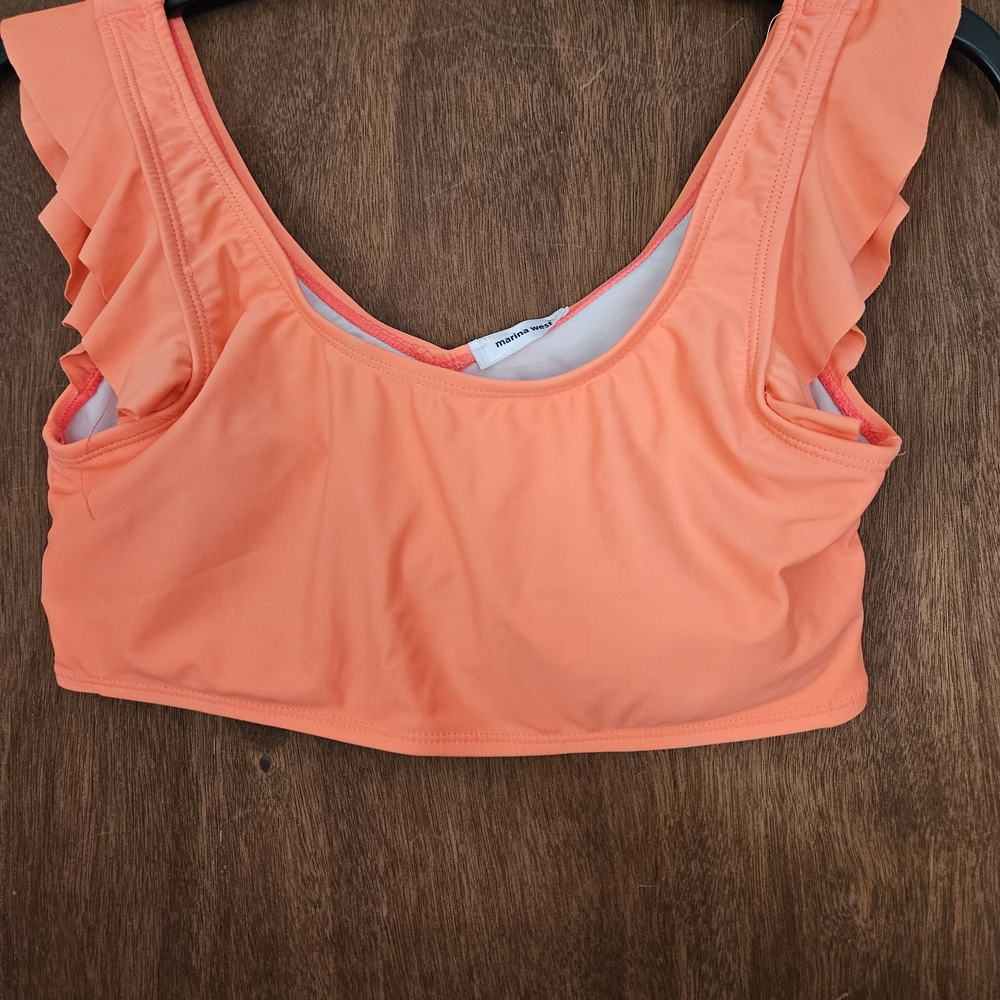 MARINA Vibrant Orange Ruffled Bralette